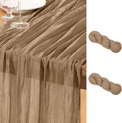 DeZerlor Nude Cheesecloth Table Runner 2 Pack Summer Table Runners Boho Gauze by DeZerlor
