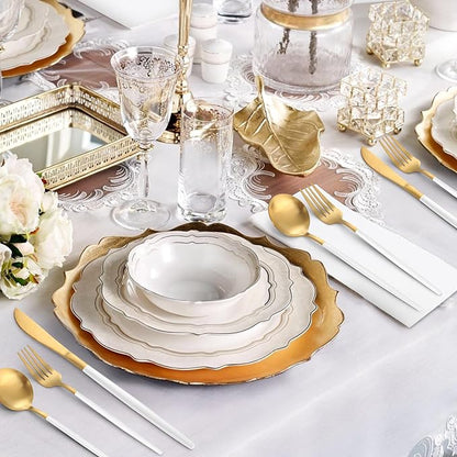 VANVRO Matte White Gold Silverware Set, 20-Piece Stainless Steel Flatware Set - Image 6
