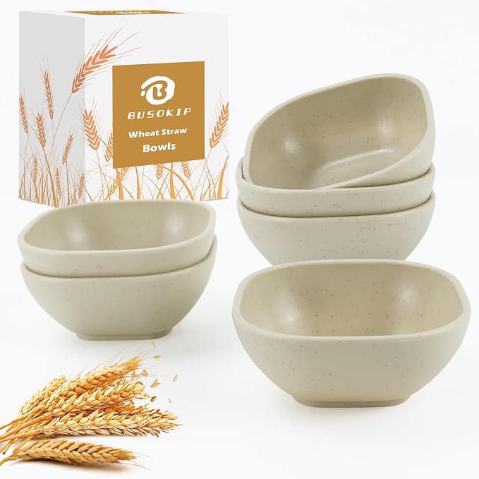 5 oz Small Wheat Straw Bowls Set of 6, Unbreakable Dipping Bowls Soy Sauce Dish by BUSOKIP
