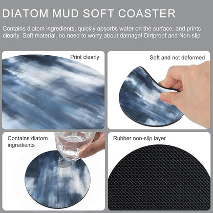 Ombre Dark Blue Coasters Set of 6, Absorbent Coasters - Image 9