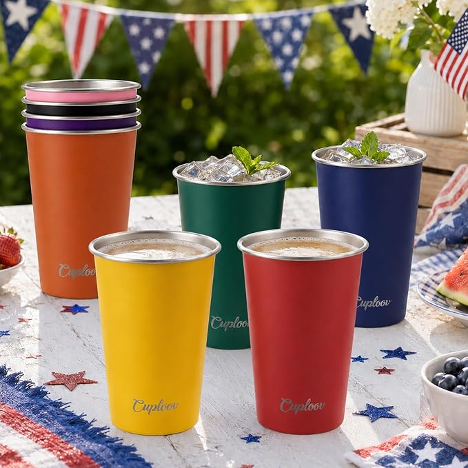16 oz Stainless Steel Cups, Metal Drinking Glasses - Image 7