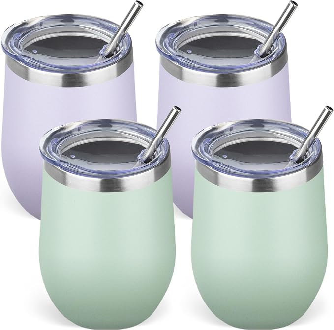 12oz/4 Pack Stainless Steel Wine Tumbler by GUDEMAO
