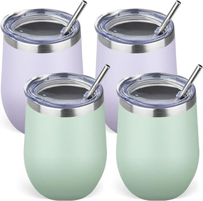 12oz/4 Pack Stainless Steel Wine Tumbler by GUDEMAO