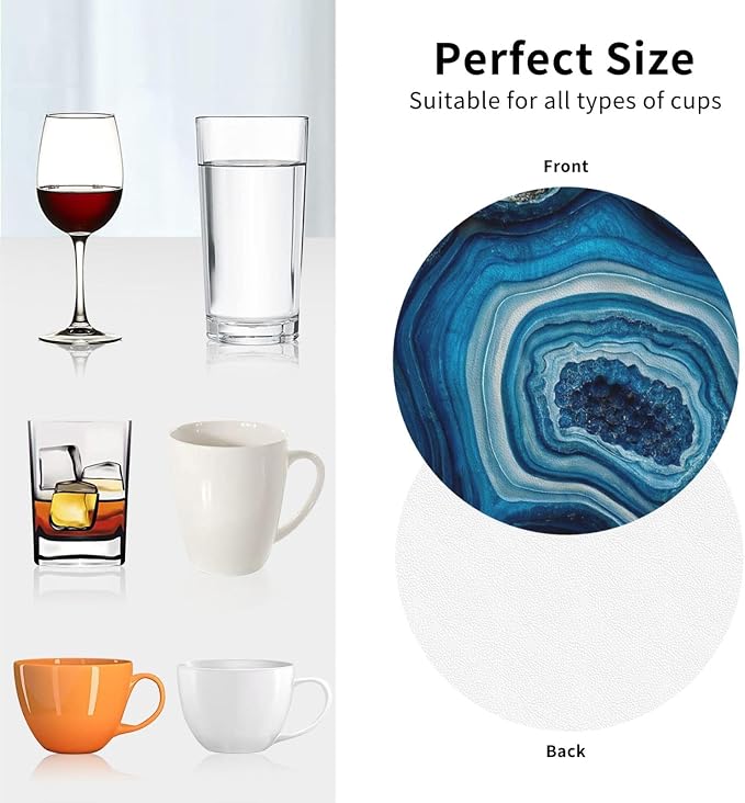 Agate Marble Blue Coasters Set of 6 Coasters - Image 9