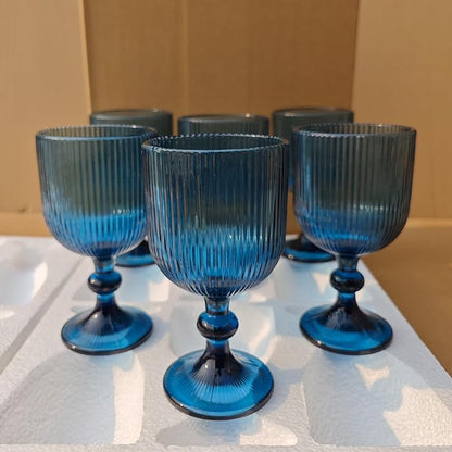 CHLJAR Blue Wine Glass Goblet Set of 6, 14 oz Blue Goblets Glassware, Colored - Image 7