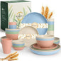 40PCS Dishes Set, Kids Plates and Bowls Set, Unbreakable Dinnerware Set | Wheat by WROVA