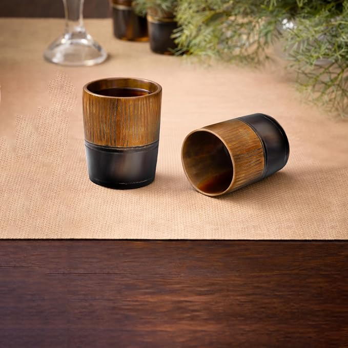 Handicrafts Home Viking Horn Shot Glasses Set of 4, Handmade Natural Ox Horn - Image 4