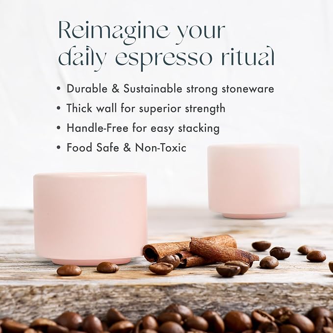 Folk Ceramics Leonard Ceramic Espresso Cups | Modern Stackable Demitasse Mugs - Image 2