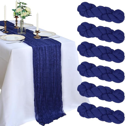6 Pack 10Ft Royal Blue Cheesecloth Table Runner 23 x 120 Inch | Gauze Rustic by CKIKU