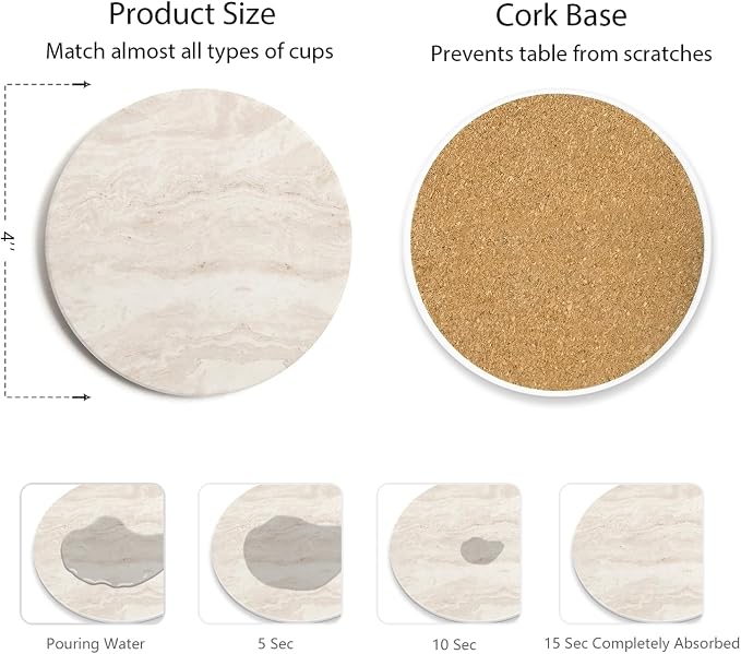 Set of 6 Light Beige Abstract Onyx Marble Coasters - Image 2