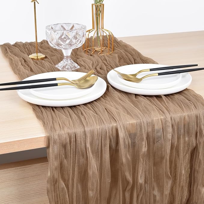 Coffee Cheesecloth Table Runner Cheese Cloth Wedding Birthday Party Decor | - Image 4