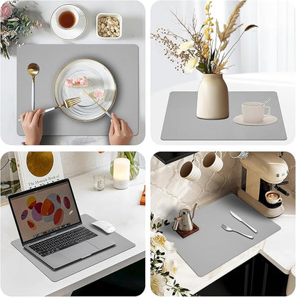 Silicone Placemats Set of 4, Heat-Resistant Placemats,Non-Slip Table Mats, Foldable Mats, Easy Clean Placemats, Perfect for Indoor & Outdoor Dining, 12.6 x 17.7 inches by Siliconty(Gray)