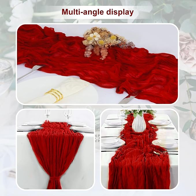 10 Pack Burgundy Cheesecloth Table Runner 35x120 Inch 10Ft Rustic Gauze Cheese - Image 5