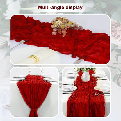 10 Pack Burgundy Cheesecloth Table Runner 35x120 Inch 10Ft Rustic Gauze Cheese - Image 5