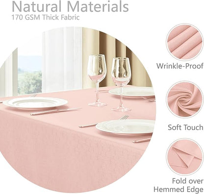 Rectangle 4 Feet Tablecloth 60x84 inch Linen Textured Table Cloth Stain and Wrinkle Resistant Washable Polyester, Decorative Table Cover Waterproof for Dining, Buffet and Camping, Pink