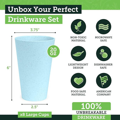 Grow Forward Premium Wheat Straw Cups - 20 oz Unbreakable BPA Free Hard Plastic - Image 3