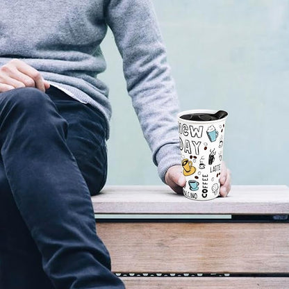 Ceramic Travel Coffee Mug, 12 oz, Travel Mug - Image 7