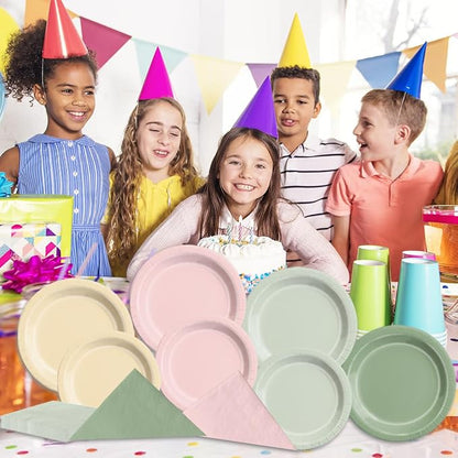 CMUSKO Pink and Green Birthday Decorations-60Pcs Dusty Pink Sage Green Plates & - Image 3