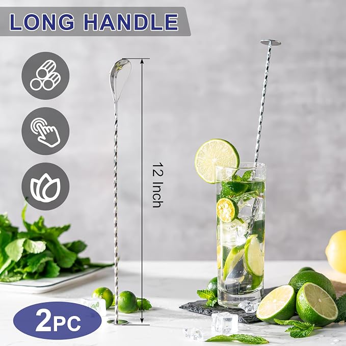Bar Spoon Cocktail Mixing Stirrers, 12” - Image 2