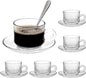 Glass Tea Cups and Saucers Set of 6, Dishwasher & Microwave Safe Teacups by GURUDAR