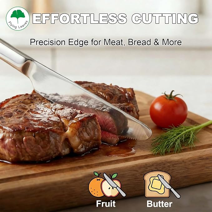6 Piece Stainless Steel Dinner Knives Set, 9 Inch | Mirror Polished Blade - Image 3