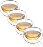 CNGLASS Double Wall Glass Tea Cup Set of 4, 100ml Asian Insulated Clear Teacups by CNGLASS