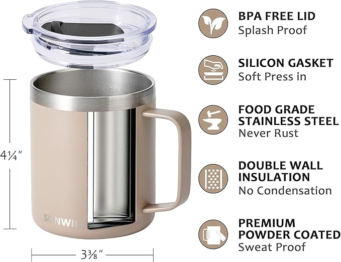SUNWILL Travel Coffee Mug Set of 2, Insulated Tumbler - Image 3