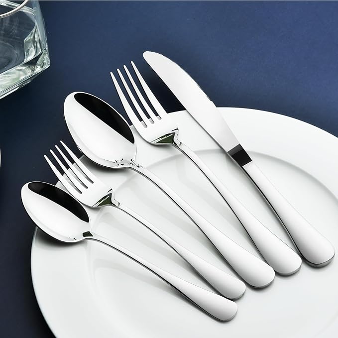 Silverware Set for 12, 60 Piece Stainless Steel Flatware Utensil Cutlery Set | - Image 3