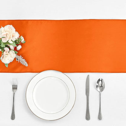 10-Pack Orange Satin Table Runner 12 x 108 Inch Long Bright and Smooth Silk - Image 2