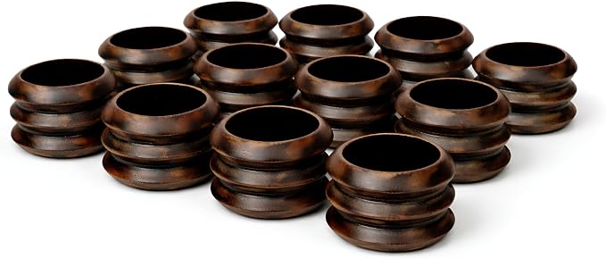 Handcrafted Wooden Napkin Rings Set of 12, Hardwood Dinner Napkin Holders by CLEENTABLE