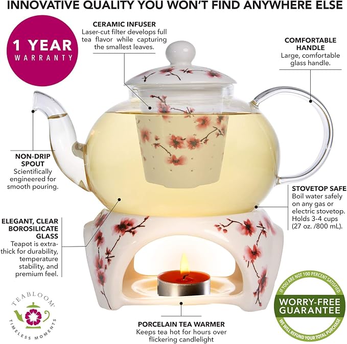 Teabloom Petite Cherry Blossom Teapot & Flowering Tea Gift Set - Image 3