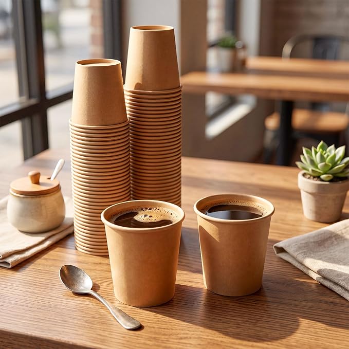 100 Pack 6oz Mini Coffee Cups Disposable Paper Cups Hot or Cold Beverage Cup - Image 4