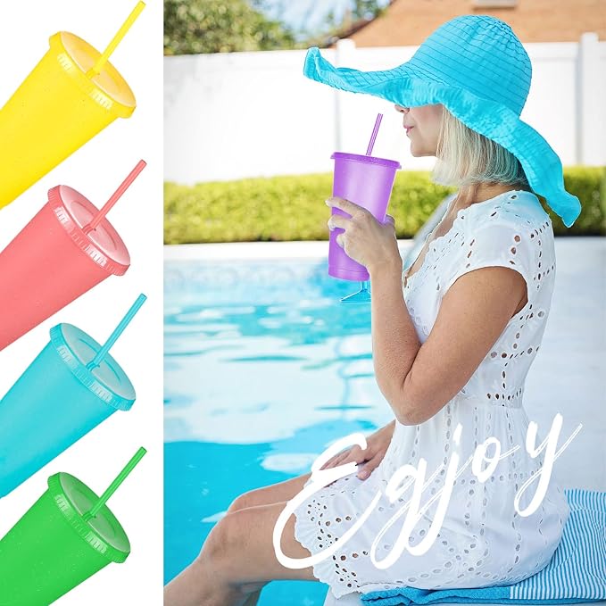 Honeydak 30 Pack Tumbler with Straw and Lid Bulk Glitter Plastic Cups Water - Image 5