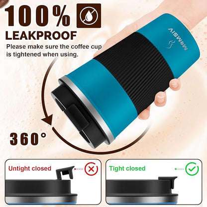 MMOMSIV 12oz Travel Coffee Mug, Insulated Coffee Cup - Image 4