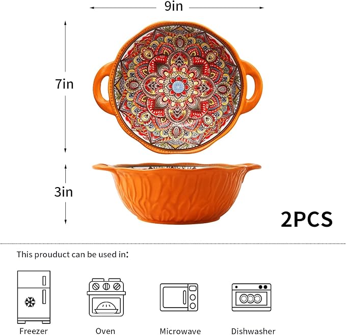 2 Pack Boho Ceramic Serving Bowls - Image 6