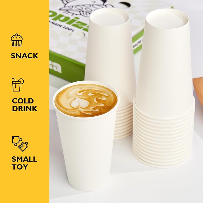 RACETOP 16 oz 500 Pack Disposale Paper Coffee Cups, To Go Cups Ideal - Image 6