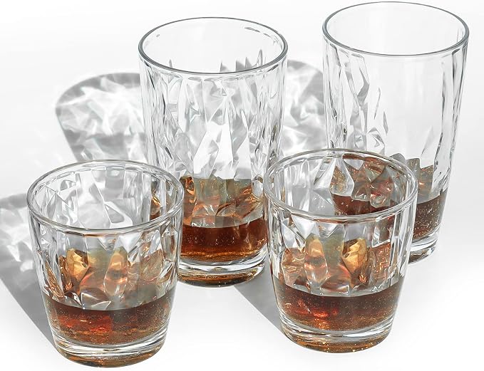 Top-spring 12+16 Oz Reusable Plastic Water Tumbler 8pcs Clear BPA Free | - Image 8