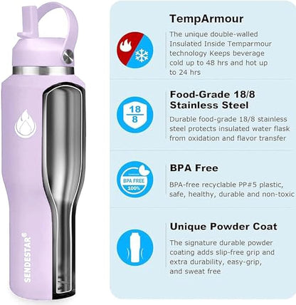 SENDESTAR 40oz Water Bottle Wide Mouth Stainless Steel Vacuum Insulated Double - Image 5
