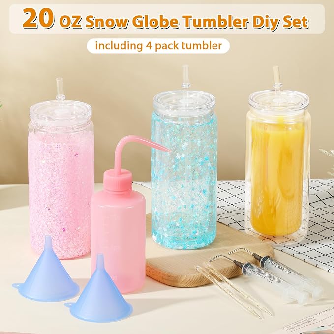 20 Oz Acrylic Snowglobe Tumbler Including Diy Kit, 4 Pack Pre-Drilled Double - Image 4