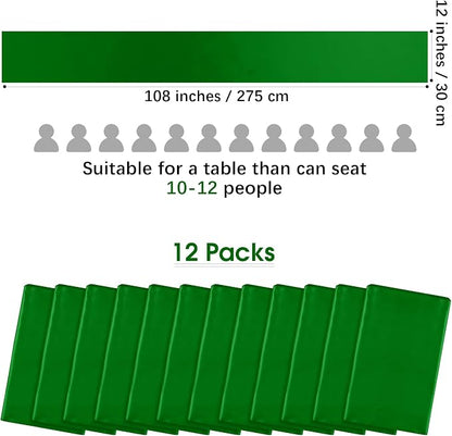 Aneco Satin 12 Pack Table Runner 12 x 108 Inch Emerald Long Wedding Satin Silk - Image 2