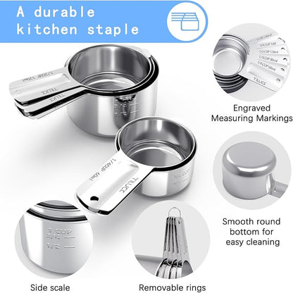Stainless Steel Measuring Cups Set, Kitchen Gadgets - Image 4
