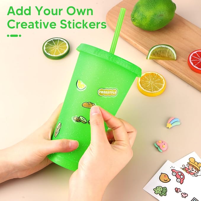 24 Pack Plastic Tumblers With Lids and Straws, Reusable Colorful Cups - Image 4