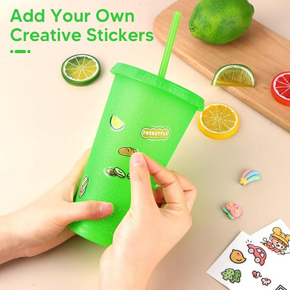 24 Pack Plastic Tumblers With Lids and Straws, Reusable Colorful Cups - Image 4