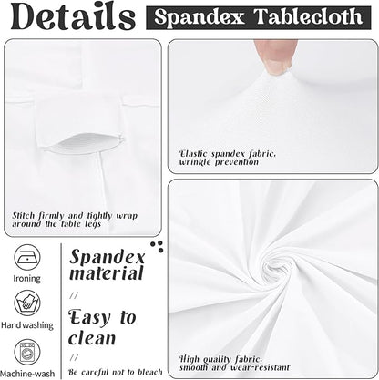 HAISIWLKJ 6 Pack Table Cloth 8ft White Tablecloths for Rectangle Folding Table Spandex Fitted Stretch Cover Wrinkle Resistant Washable Protector for Party, Wedding, Banquet, Festival.
