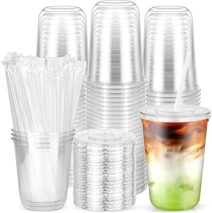 100 Pack 14 oz Plastic Cups by Etersky