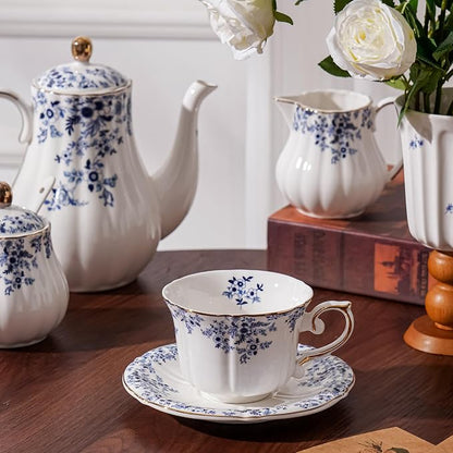 Ceramic Floral Cups with Saucers，7 oz Espresso Cups - Image 6