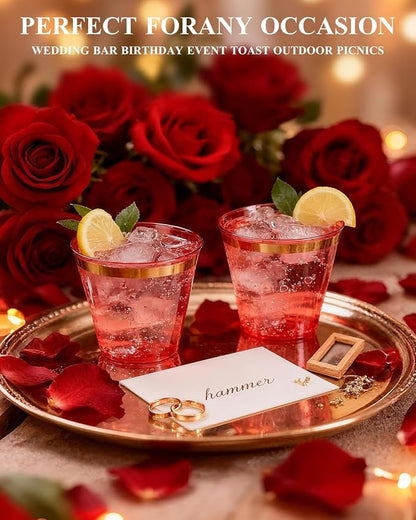 Goodluck 50PCS 9oz Red and Gold Plastic Cups - Image 4