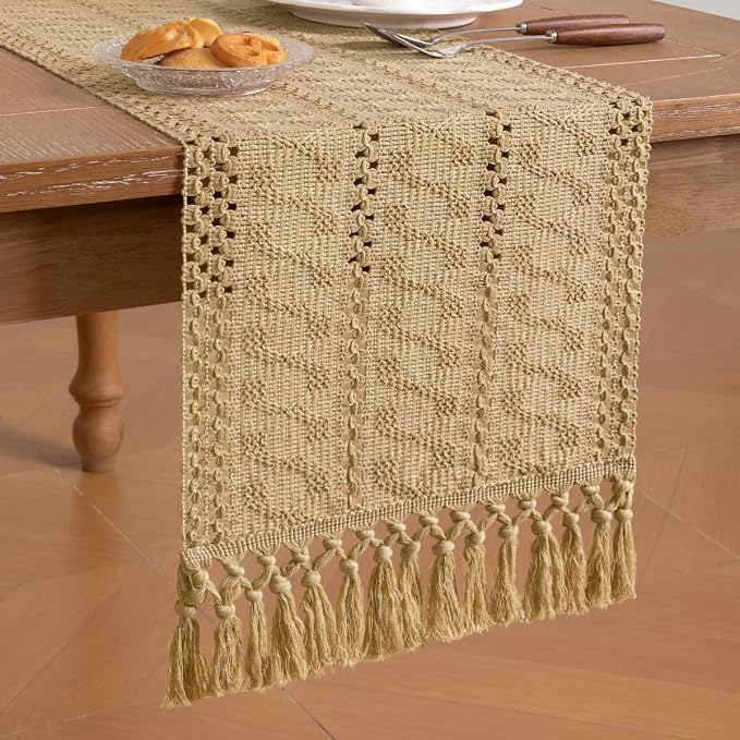 Boho Table Runner Summer Farmhouse Rustic Dining Dresser Scarf Home Decor | - Image 4