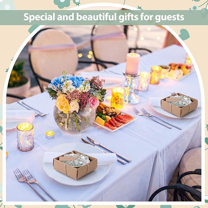 48 Pcs Wedding Favors for Guests Small Ceramic Bowl Bulk Gifts Set 3.3 Inch Floral Design Mini Dipping Sauce Dish with Card Box for Bridal Pooja Baby Shower Birthday Guest Gift (Sage Green)