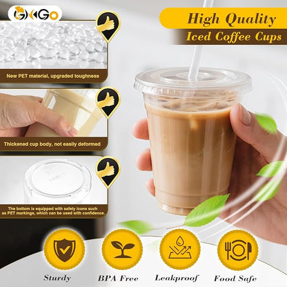 Ginkgo 100 Pack 12 oz Plastic Iced Coffee Cups - Image 4